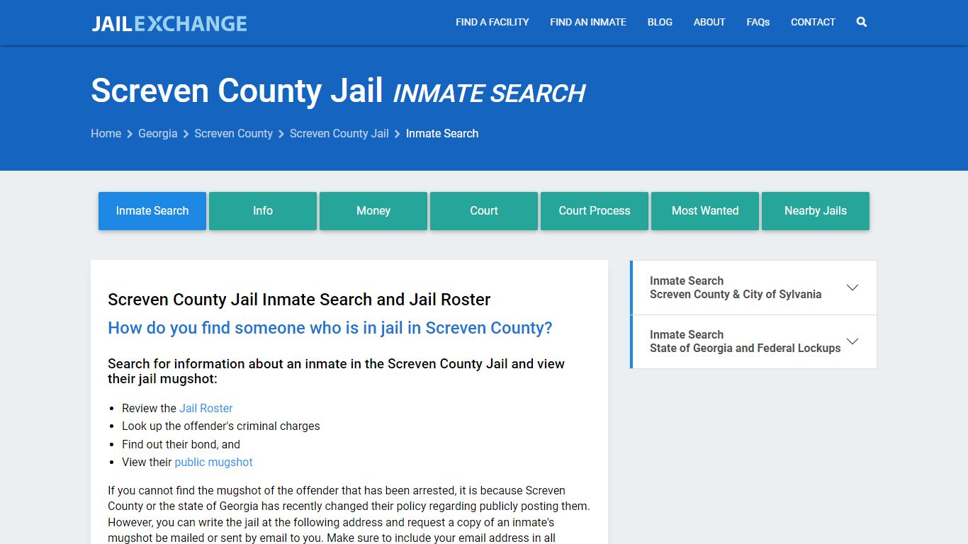 Inmate Search: Roster & Mugshots - Screven County Jail, GA